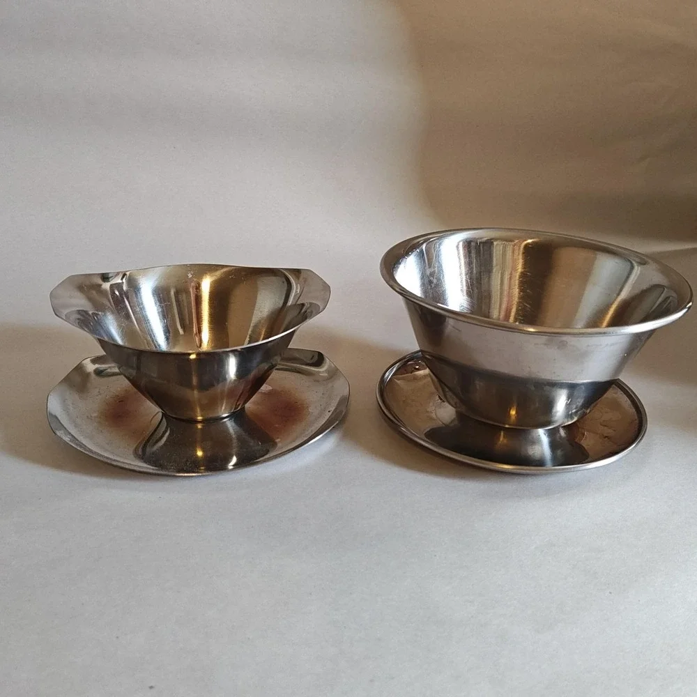 Vintage Kingsford Stainless Steel Dessert Bowls Set 2 Japan‎ Mid Century Modern